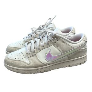 Nike Dunk Low Sail Iridescent Swoosh Sneaker Athletic Shoe White Sz 10